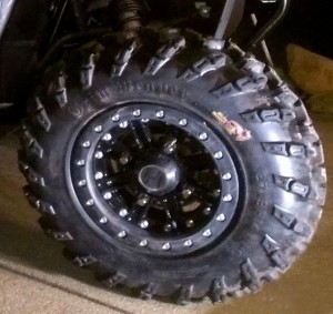 I believe this was the best upgrade I could make for GNCC racing. I went with 27"x14x"9 GBC Grim Reapers on 14" Hiper dual beadlocks with a 5-2 offset. All four corners were the same. Handling and traction were superb and I had no tire or wheel issues whatsoever! 