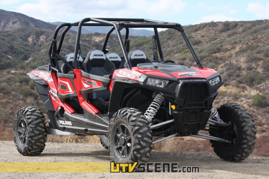 The stock cage on the RZR XP 4 has also changed dramatically. Polaris lowered the cage height so fitting this unit into your toy hauler and garage isn't a hassle anymore. Polaris was able to do this by lowering the rear passenger seats from the XP 4 900. Pure Polaris also has a line of great products to stack on the cage, from LED light bars, roofs, and Polaris made it a pleasure to wire any accessories.