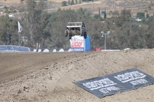 Dustin Nelson gets air at the Lucas Oil Off Road Racing Series at Lake Elsinore Motorsports Park.