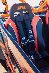 Simpson Race Products Twisted Stitch Vortex seat and Safety Harnesses.