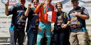 Can-Am Renegade ATV racer Kevin Cunningham (center) secured his second consecutive GNCC 4x4 Pro ATV championship after his win, which was his eighth this year, in West Virginia.  (Photo supplied by Joane Cunningham) 