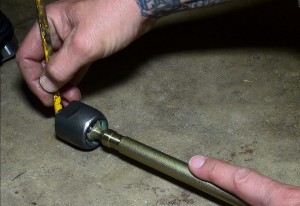 Transfer the length of your stock tie rod onto the floor, then make the Super ATV tie rod the same size. 
